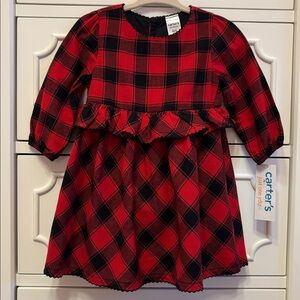 NWT Carter's Baby Girl Red and Black Buffalo Check Dress w/ Bloomers 6 Months